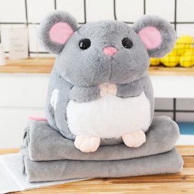 Mouse Doll Cute Sleeping Doll Pillow Plush Toy Hand Warmers Three In One Blanket Car Cushion (Option: Gray-Hand Warmers 40 √ó 35)