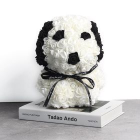 Creative Style Rose Dog Doll Christmas Gift Decoration (Option: White-25cm dog+Gift box+lamp)